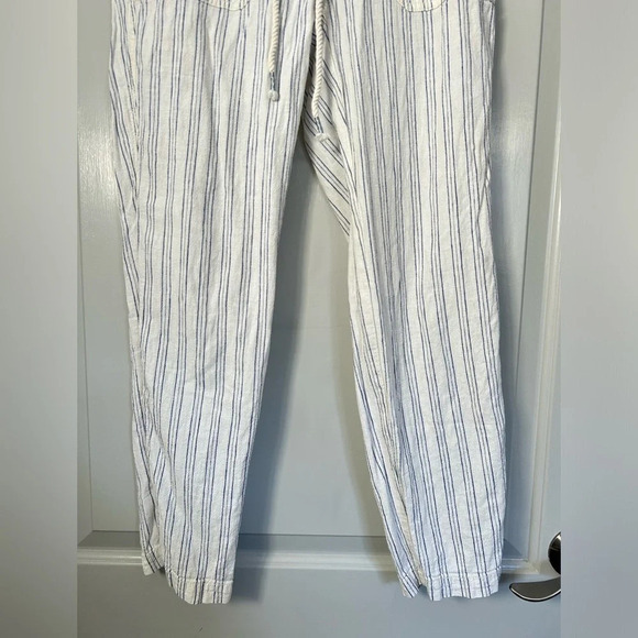 Anthropologie Off White Linen Blend Summer Beachy striped pants size XS - Picture 10 of 16